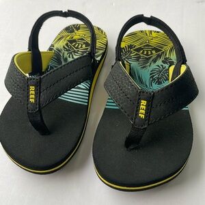Reef Black and Yellow Kids Sandals